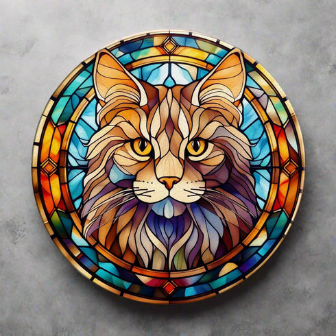 Cat Maine Coon Glass Suncatcher Worktop Saver